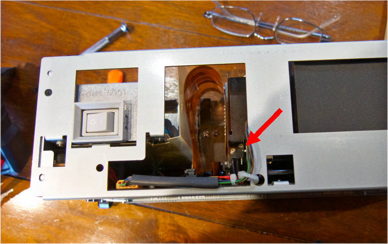 Scanner von oben mit Position des Microschalters